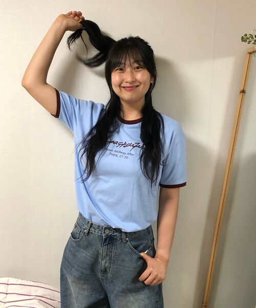 TEN PAST SEVEN(テン ファスト セブン)の「レタリングリンガーTシャツ(3カラー)(Tシャツ/カットソー・メンズ・ホワイト/スカイブルー/ブルー・SMALL/MEDIUM/LARGE)」の8枚目の写真