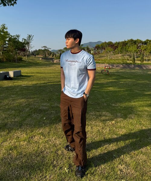 TEN PAST SEVEN(テン ファスト セブン)の「レタリングリンガーTシャツ(3カラー)(Tシャツ/カットソー・メンズ・ホワイト/スカイブルー/ブルー・SMALL/MEDIUM/LARGE)」の9枚目の写真