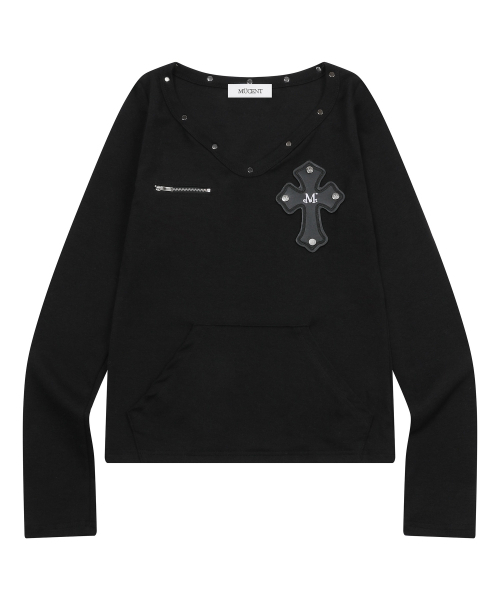 MUCENT（ムセント）の「デボンVネック長袖Tシャツ（2カラー）（Tシャツ/カットソー・レディース・ブラック/アイボリー・FREE）」の7枚目の写真