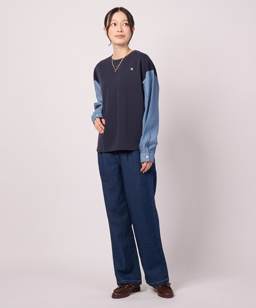 Arnold Palmer(アーノルドパーマー)の「サーデニム ドッキング プルオーバー(Tシャツ/カットソー・レディース・ネイビー/ダークネイビー・L/M/S)」の4枚目の写真