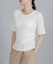 【Et】side-slit ribbed T-shirt