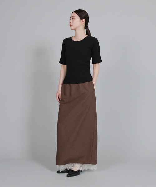 select MOCA Et(セレクトモカエト)の「【Et】side-slit ribbed T-shirt(Tシャツ/カットソー・レディース・ホワイト/ライトグレー/ブラック・FREE)」の14枚目の写真