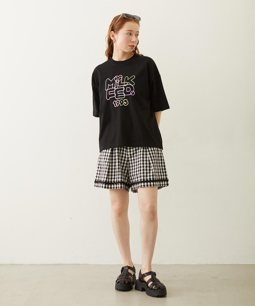 MILKFED.（ミルクフェド）の「TRIMMED GINGHAM CHECK SHORTS（その他パンツ・レディース・ブラウン/レッド/ブラック・ONE SIZE）」の5枚目の写真