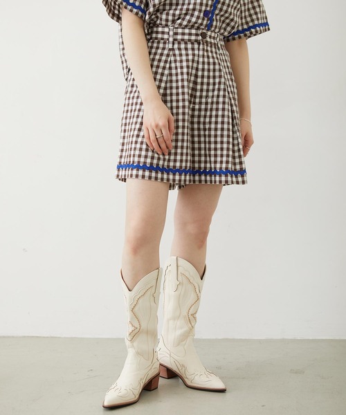 MILKFED.（ミルクフェド）の「TRIMMED GINGHAM CHECK SHORTS（その他パンツ・レディース・ブラウン/レッド/ブラック・ONE SIZE）」の19枚目の写真