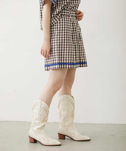 MILKFED.（ミルクフェド）の「TRIMMED GINGHAM CHECK SHORTS（その他パンツ・レディース・ブラウン/レッド/ブラック・ONE SIZE）」の20枚目の写真