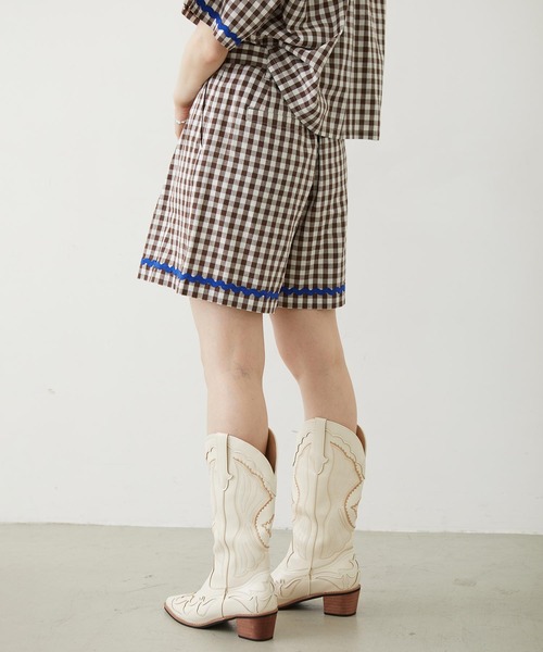 MILKFED.（ミルクフェド）の「TRIMMED GINGHAM CHECK SHORTS（その他パンツ・レディース・ブラウン/レッド/ブラック・ONE SIZE）」の22枚目の写真