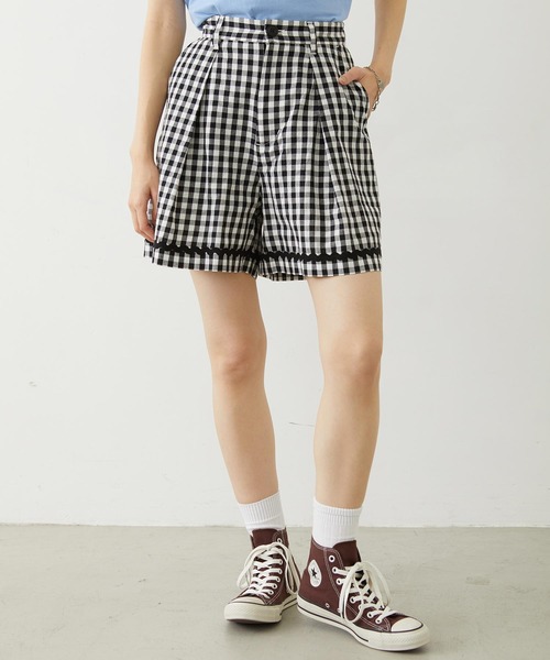 MILKFED.（ミルクフェド）の「TRIMMED GINGHAM CHECK SHORTS（その他パンツ・レディース・ブラウン/レッド/ブラック・ONE SIZE）」の7枚目の写真