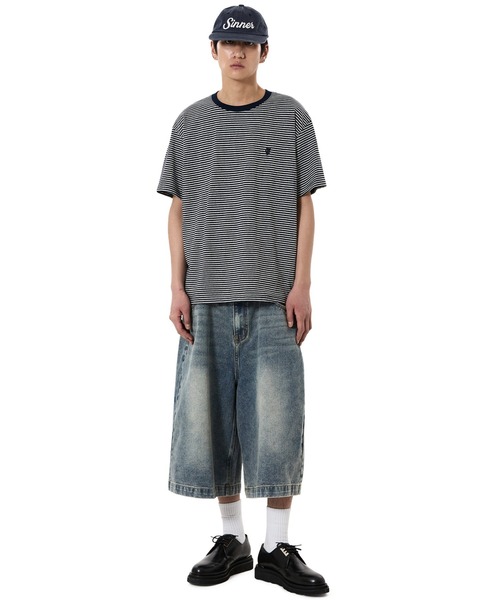 OY（オーワイ）の「『OY/オーワイ』STRIPE EMBROIDERED LOGO TEE /ボーダーエンブロイダードロゴ Tシャツ（Tシャツ/カットソー・メンズ・ネイビー/ブラック・L/M）」の11枚目の写真