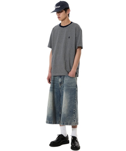 OY（オーワイ）の「『OY/オーワイ』STRIPE EMBROIDERED LOGO TEE /ボーダーエンブロイダードロゴ Tシャツ（Tシャツ/カットソー・メンズ・ネイビー/ブラック・L/M）」の12枚目の写真