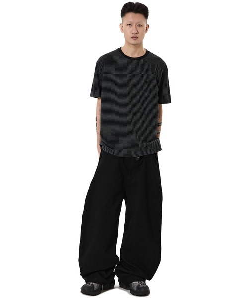 OY（オーワイ）の「『OY/オーワイ』STRIPE EMBROIDERED LOGO TEE /ボーダーエンブロイダードロゴ Tシャツ（Tシャツ/カットソー・メンズ・ネイビー/ブラック・L/M）」の7枚目の写真
