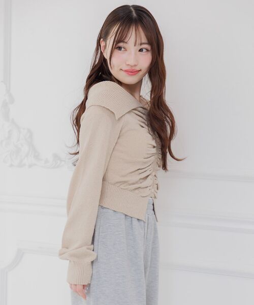 ems excite(エムズエキサイト)の「オフショルシャーリングNTPO(ニット/セーター・レディース・ベージュ/ライトグレー/ブラック・FREE)」の10枚目の写真