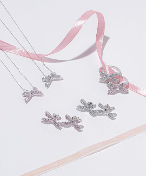 JILL by JILL STUART（ジルバイジルスチュアート）の「Cubic パヴェリボンピアス（ピアス（両耳用）・レディース・シルバー/ピンク・FREE）」の17枚目の写真