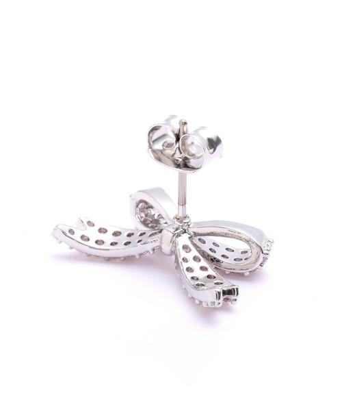 JILL by JILL STUART（ジルバイジルスチュアート）の「Cubic パヴェリボンピアス（ピアス（両耳用）・レディース・シルバー/ピンク・FREE）」の4枚目の写真