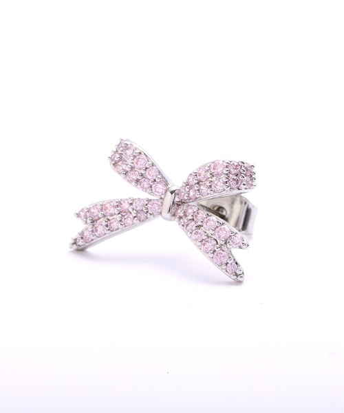 JILL by JILL STUART（ジルバイジルスチュアート）の「Cubic パヴェリボンピアス（ピアス（両耳用）・レディース・シルバー/ピンク・FREE）」の3枚目の写真