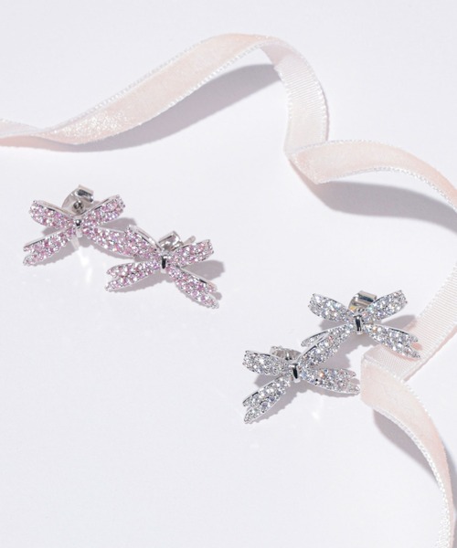 JILL by JILL STUART（ジルバイジルスチュアート）の「Cubic パヴェリボンピアス（ピアス（両耳用）・レディース・シルバー/ピンク・FREE）」の11枚目の写真