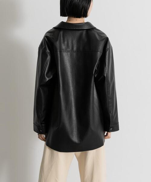 MIDIUMISOLID（ミディウミソリッド）の「MIDIUMISOLID　synthetic leather over size blouson（その他アウター・レディース・ブラック/ブラウン・FREE）」の6枚目の写真