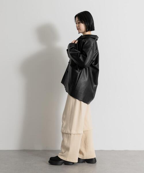 MIDIUMISOLID（ミディウミソリッド）の「MIDIUMISOLID　synthetic leather over size blouson（その他アウター・レディース・ブラック/ブラウン・FREE）」の8枚目の写真