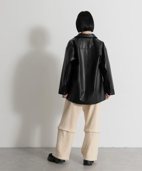 MIDIUMISOLID（ミディウミソリッド）の「MIDIUMISOLID　synthetic leather over size blouson（その他アウター・レディース・ブラック/ブラウン・FREE）」の9枚目の写真