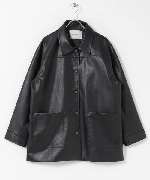 MIDIUMISOLID（ミディウミソリッド）の「MIDIUMISOLID　synthetic leather over size blouson（その他アウター・レディース・ブラック/ブラウン・FREE）」の10枚目の写真