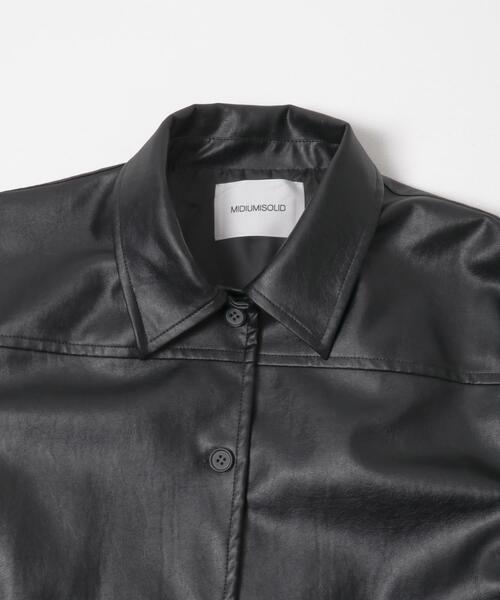 MIDIUMISOLID（ミディウミソリッド）の「MIDIUMISOLID　synthetic leather over size blouson（その他アウター・レディース・ブラック/ブラウン・FREE）」の11枚目の写真