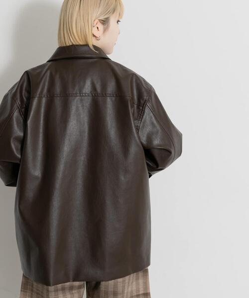 MIDIUMISOLID（ミディウミソリッド）の「MIDIUMISOLID　synthetic leather over size blouson（その他アウター・レディース・ブラック/ブラウン・FREE）」の15枚目の写真