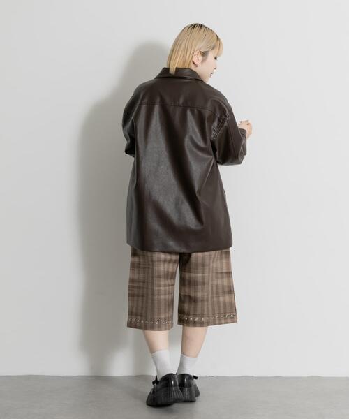 MIDIUMISOLID（ミディウミソリッド）の「MIDIUMISOLID　synthetic leather over size blouson（その他アウター・レディース・ブラック/ブラウン・FREE）」の18枚目の写真
