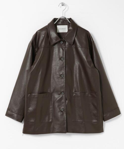 MIDIUMISOLID（ミディウミソリッド）の「MIDIUMISOLID　synthetic leather over size blouson（その他アウター・レディース・ブラック/ブラウン・FREE）」の19枚目の写真