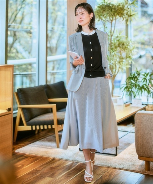 7days Life Styling(セブンデイズライフスタイリング)の「【接触冷感/UVカット/遮熱】5分袖配色ニットカーディガン(カーディガン/ボレロ・レディース・ブラック/オフホワイト・M/S/3L/LL/L/4L/5L/6L)」の3枚目の写真