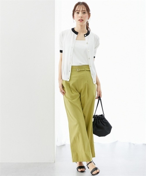 7days Life Styling(セブンデイズライフスタイリング)の「【接触冷感/UVカット/遮熱】5分袖配色ニットカーディガン(カーディガン/ボレロ・レディース・ブラック/オフホワイト・M/S/3L/LL/L/4L/5L/6L)」の5枚目の写真