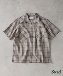 Stead / コットン ツイル オンブレ 半袖 チェック シャツ