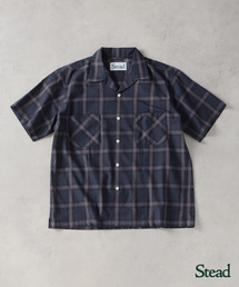 Stead / コットン ツイル オンブレ 半袖 チェック シャツ
