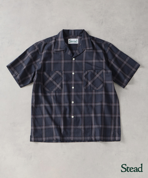 JOURNAL STANDARD J.S HOMESTEAD(ジャーナルスタンダードホームステッド)の「Stead / コットン ツイル オンブレ 半袖 チェック シャツ(シャツ/ブラウス・メンズ・ネイビー/ベージュ/ブラック系その他・LARGE/MEDIUM)」の3枚目の写真