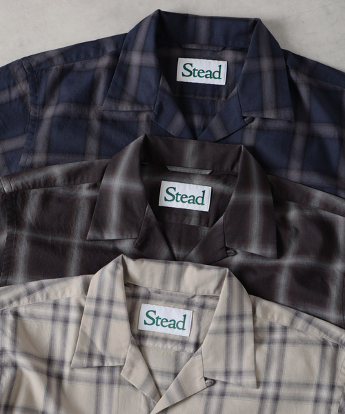 JOURNAL STANDARD J.S HOMESTEAD(ジャーナルスタンダードホームステッド)の「Stead / コットン ツイル オンブレ 半袖 チェック シャツ(シャツ/ブラウス・メンズ・ネイビー/ベージュ/ブラック系その他・LARGE/MEDIUM)」の4枚目の写真