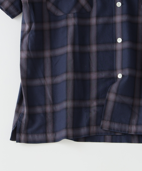 JOURNAL STANDARD J.S HOMESTEAD(ジャーナルスタンダードホームステッド)の「Stead / コットン ツイル オンブレ 半袖 チェック シャツ(シャツ/ブラウス・メンズ・ネイビー/ベージュ/ブラック系その他・LARGE/MEDIUM)」の7枚目の写真