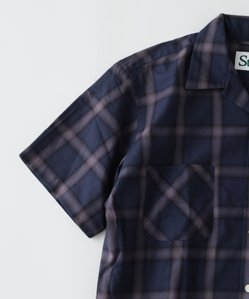 JOURNAL STANDARD J.S HOMESTEAD(ジャーナルスタンダードホームステッド)の「Stead / コットン ツイル オンブレ 半袖 チェック シャツ(シャツ/ブラウス・メンズ・ネイビー/ベージュ/ブラック系その他・LARGE/MEDIUM)」の8枚目の写真
