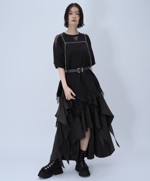 HARE（ハレ）の「アシメイレヘムティアードスカート(HARE)（スカート・レディース・ブルー/チェック/ブラック・FREE）」の6枚目の写真