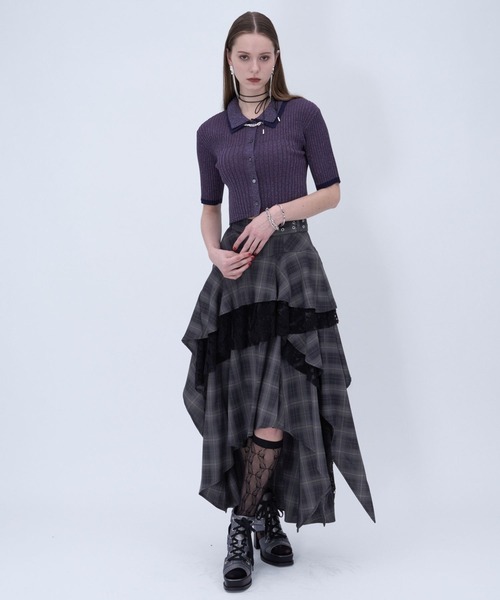 HARE（ハレ）の「アシメイレヘムティアードスカート(HARE)（スカート・レディース・ブルー/チェック/ブラック・FREE）」の9枚目の写真