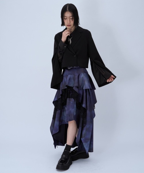 HARE（ハレ）の「アシメイレヘムティアードスカート(HARE)（スカート・レディース・ブルー/チェック/ブラック・FREE）」の10枚目の写真