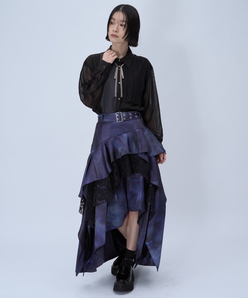 HARE（ハレ）の「アシメイレヘムティアードスカート(HARE)（スカート・レディース・ブルー/チェック/ブラック・FREE）」の11枚目の写真