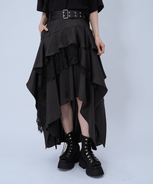 HARE（ハレ）の「アシメイレヘムティアードスカート(HARE)（スカート・レディース・ブルー/チェック/ブラック・FREE）」の13枚目の写真