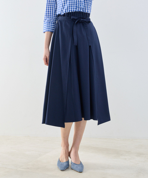 NARACAMICIE(ナラカミーチェ)の「【NARACAMICIE】【セットアップ対応】リボンラップフレアスカート(スカート・レディース・ブラウン系/ブルー/ネイビー/ブラウン/ピンク・M/XL)」の3枚目の写真