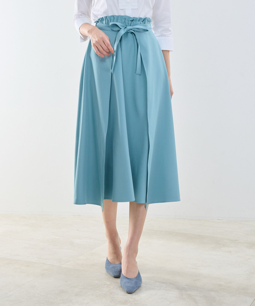 NARACAMICIE(ナラカミーチェ)の「【NARACAMICIE】【セットアップ対応】リボンラップフレアスカート(スカート・レディース・ブラウン系/ブルー/ネイビー/ブラウン/ピンク・M/XL)」の4枚目の写真