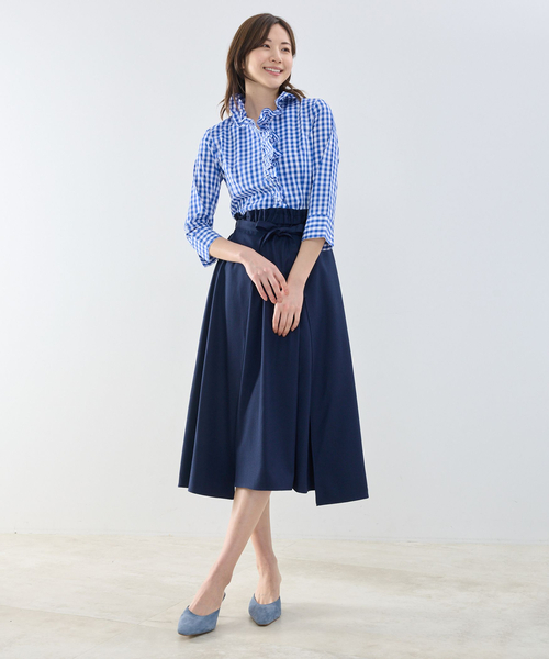 NARACAMICIE(ナラカミーチェ)の「【NARACAMICIE】【セットアップ対応】リボンラップフレアスカート(スカート・レディース・ブラウン系/ブルー/ネイビー/ブラウン/ピンク・M/XL)」の12枚目の写真