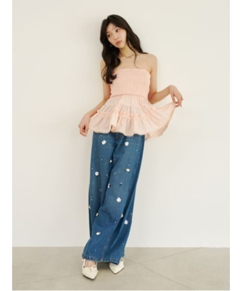 LILY BROWN L.B CANDY STOCK バリエーションビジュー L.B CANDY STOCK]バリエーションビジューデニムパンツ（その他パンツ