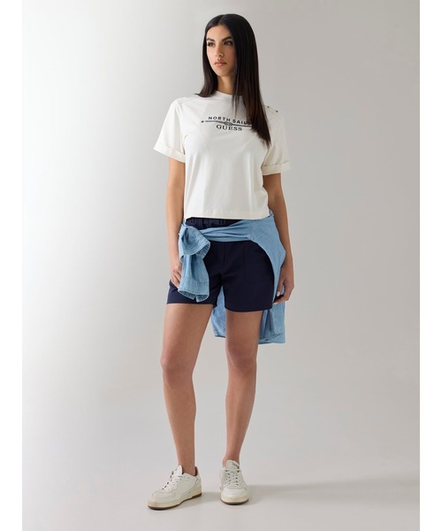 Guess(ゲス)の「GUESS X NS Logo Tee Tシャツ ロゴTシャツ(Tシャツ/カットソー・レディース・ダークネイビー/クリーム・LARGE/MEDIUM/SMALL/X-SMALL)」の8枚目の写真