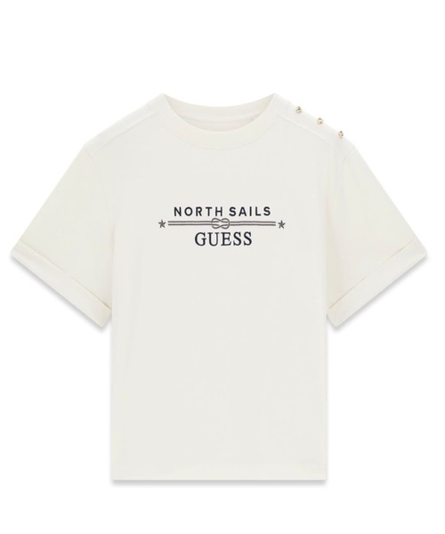 Guess(ゲス)の「GUESS X NS Logo Tee Tシャツ ロゴTシャツ(Tシャツ/カットソー・レディース・ダークネイビー/クリーム・LARGE/MEDIUM/SMALL/X-SMALL)」の10枚目の写真