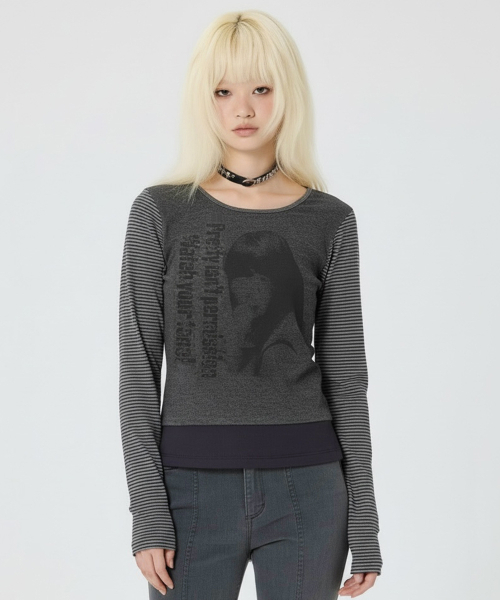 runningHIGH（ランニングハイ）の「ワッチユアトーン L/S Tシャツ [チャコール]（Tシャツ/カットソー・レディース・その他・FREE）」の2枚目の写真