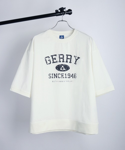 GERRY（ジェリー）の「GERRY 接触冷感 UVカット ワイドシルエット カレッジロゴ 半袖スウェット（Tシャツ/カットソー・メンズ・ライトグレー/アイボリー/ブラック・LL/L/M）」の14枚目の写真