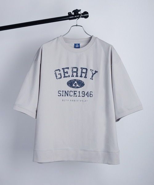 GERRY（ジェリー）の「GERRY 接触冷感 UVカット ワイドシルエット カレッジロゴ 半袖スウェット（Tシャツ/カットソー・メンズ・ライトグレー/アイボリー/ブラック・LL/L/M）」の11枚目の写真