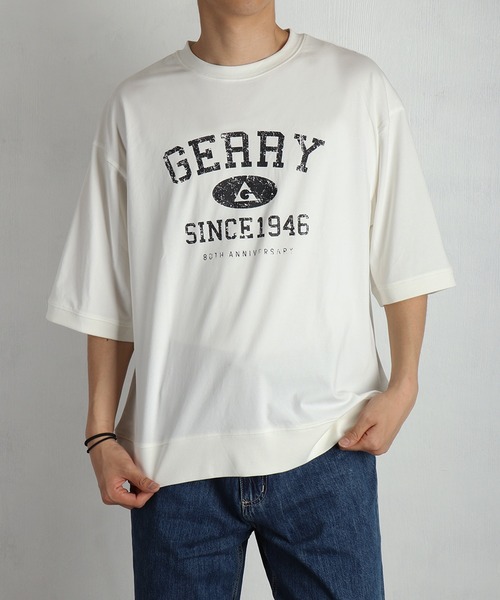 GERRY（ジェリー）の「GERRY 接触冷感 UVカット ワイドシルエット カレッジロゴ 半袖スウェット（Tシャツ/カットソー・メンズ・ライトグレー/アイボリー/ブラック・LL/L/M）」の4枚目の写真
